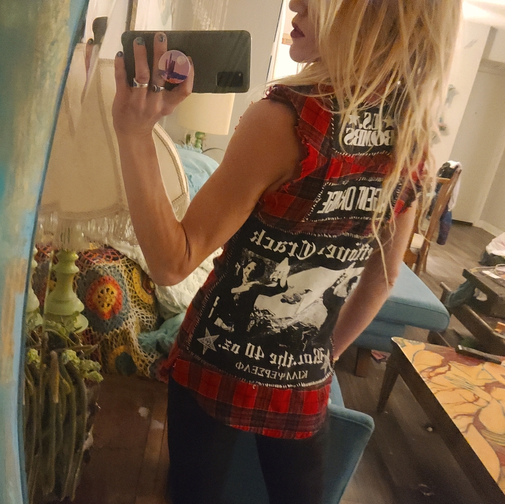 Hand sewn punk rock patchwork vest leftover crack